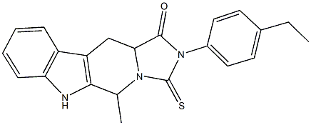 2-(4-ethylphenyl)-5-methyl-3-thioxo-2,3,5,6,11,11a-hexahydro-1H-imidazo[5',1':6,1]pyrido[3,4-b]indol-1-one Struktur