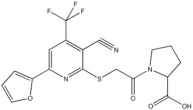 1-({[3-cyano-6-(2-furyl)-4-(trifluoromethyl)-2-pyridinyl]sulfanyl}acetyl)proline Struktur