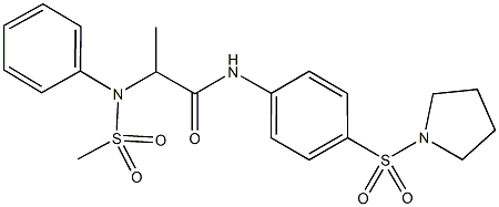 2-[(methylsulfonyl)anilino]-N-[4-(1-pyrrolidinylsulfonyl)phenyl]propanamide Struktur