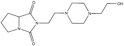 2-{2-[4-(2-hydroxyethyl)-1-piperazinyl]ethyl}tetrahydro-1H-pyrrolo[1,2-c]imidazole-1,3(2H)-dione Struktur