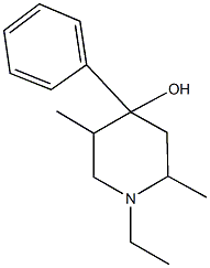 1-ethyl-2,5-dimethyl-4-phenyl-4-piperidinol Struktur