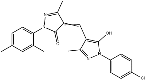 4-{[1-(4-chlorophenyl)-5-hydroxy-3-methyl-1H-pyrazol-4-yl]methylene}-2-(2,4-dimethylphenyl)-5-methyl-2,4-dihydro-3H-pyrazol-3-one Struktur