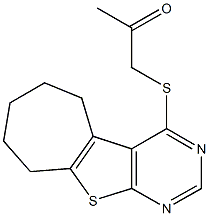 1-(6,7,8,9-tetrahydro-5H-cyclohepta[4,5]thieno[2,3-d]pyrimidin-4-ylsulfanyl)acetone Struktur