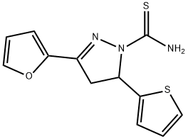 3-(2-furyl)-5-(2-thienyl)-4,5-dihydro-1H-pyrazole-1-carbothioamide Struktur