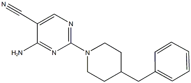 4-amino-2-(4-benzyl-1-piperidinyl)-5-pyrimidinecarbonitrile Struktur