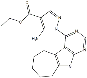 ethyl 5-amino-1-(6,7,8,9-tetrahydro-5H-cyclohepta[4,5]thieno[2,3-d]pyrimidin-4-yl)-1H-pyrazole-4-carboxylate Struktur