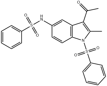 N-[3-acetyl-2-methyl-1-(phenylsulfonyl)-1H-indol-5-yl]benzenesulfonamide Struktur