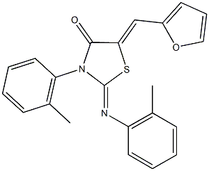 5-(2-furylmethylene)-3-(2-methylphenyl)-2-[(2-methylphenyl)imino]-1,3-thiazolidin-4-one Struktur