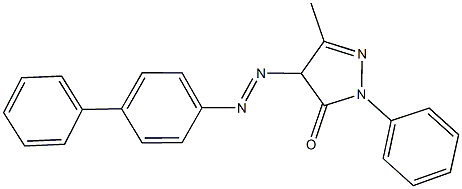 4-([1,1'-biphenyl]-4-yldiazenyl)-5-methyl-2-phenyl-2,4-dihydro-3H-pyrazol-3-one Struktur