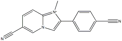 6-cyano-2-(4-cyanophenyl)-1-methylimidazo[1,2-a]pyridin-1-ium Struktur