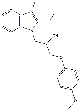 3-[2-hydroxy-3-(4-methoxyphenoxy)propyl]-1-methyl-2-propyl-3H-benzimidazol-1-ium Struktur