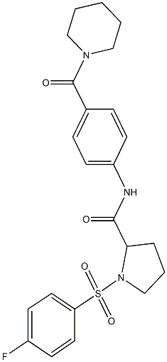 1-[(4-fluorophenyl)sulfonyl]-N-[4-(1-piperidinylcarbonyl)phenyl]-2-pyrrolidinecarboxamide Struktur