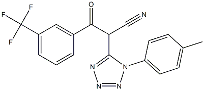 2-[1-(4-methylphenyl)-1H-tetraazol-5-yl]-3-oxo-3-[3-(trifluoromethyl)phenyl]propanenitrile Struktur