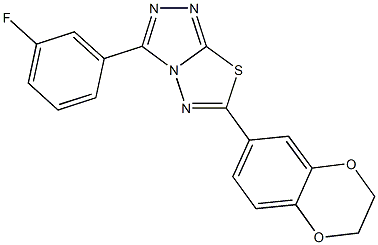 6-(2,3-dihydro-1,4-benzodioxin-6-yl)-3-(3-fluorophenyl)[1,2,4]triazolo[3,4-b][1,3,4]thiadiazole Struktur