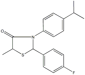 2-(4-fluorophenyl)-3-(4-isopropylphenyl)-5-methyl-1,3-thiazolidin-4-one Struktur