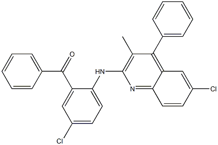 {5-chloro-2-[(6-chloro-3-methyl-4-phenyl-2-quinolinyl)amino]phenyl}(phenyl)methanone Struktur