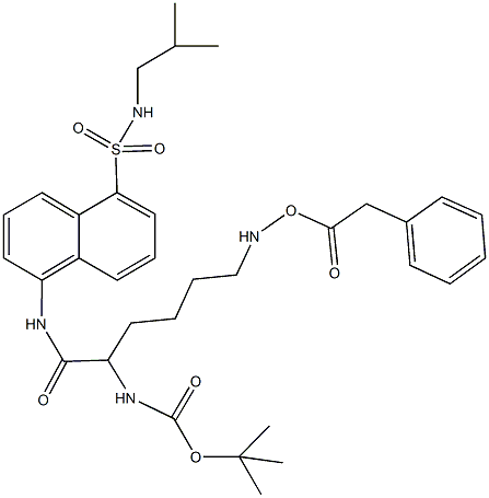 tert-butyl 1-[({5-[(isobutylamino)sulfonyl]-1-naphthyl}amino)carbonyl]-5-{[(phenylacetyl)oxy]amino}pentylcarbamate Struktur