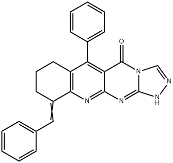 10-benzylidene-6-phenyl-7,8,9,10-tetrahydro[1,2,4]triazolo[4',3':1,2]pyrimido[4,5-b]quinolin-5(1H)-one Struktur