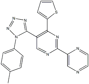 5-[1-(4-methylphenyl)-1H-tetraazol-5-yl]-2-(2-pyrazinyl)-4-(2-thienyl)pyrimidine Struktur