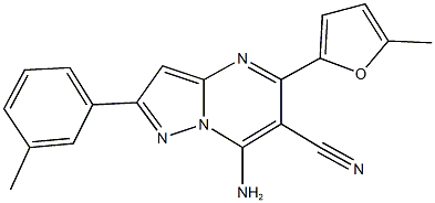 7-amino-5-(5-methyl-2-furyl)-2-(3-methylphenyl)pyrazolo[1,5-a]pyrimidine-6-carbonitrile Struktur