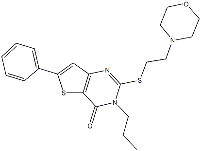 2-{[2-(4-morpholinyl)ethyl]sulfanyl}-6-phenyl-3-propylthieno[3,2-d]pyrimidin-4(3H)-one Struktur