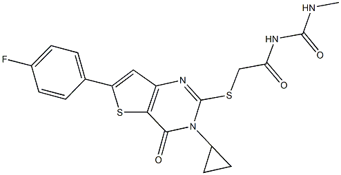 N-({[3-cyclopropyl-6-(4-fluorophenyl)-4-oxo-3,4-dihydrothieno[3,2-d]pyrimidin-2-yl]sulfanyl}acetyl)-N'-methylurea Struktur