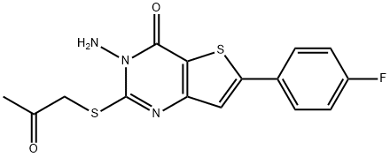 3-amino-6-(4-fluorophenyl)-2-[(2-oxopropyl)sulfanyl]thieno[3,2-d]pyrimidin-4(3H)-one Struktur