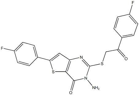 3-amino-6-(4-fluorophenyl)-2-{[2-(4-fluorophenyl)-2-oxoethyl]sulfanyl}thieno[3,2-d]pyrimidin-4(3H)-one Struktur