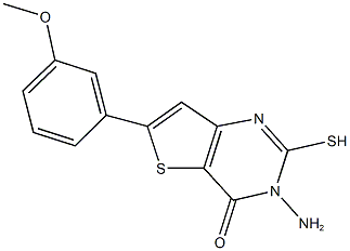 3-amino-6-(3-methoxyphenyl)-2-sulfanylthieno[3,2-d]pyrimidin-4(3H)-one Struktur