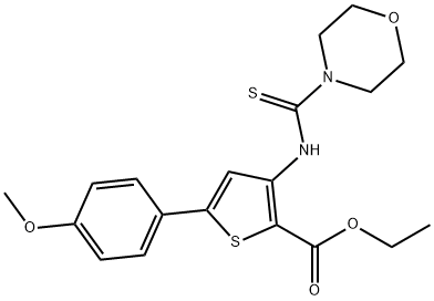 ethyl 5-(4-methoxyphenyl)-3-[(4-morpholinylcarbothioyl)amino]-2-thiophenecarboxylate Struktur