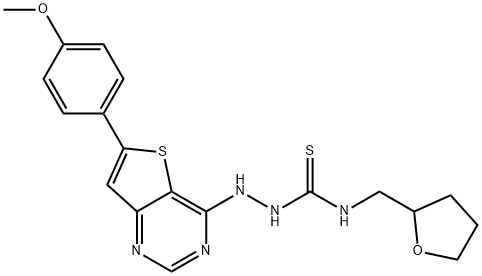 2-[6-(4-methoxyphenyl)thieno[3,2-d]pyrimidin-4-yl]-N-(tetrahydro-2-furanylmethyl)hydrazinecarbothioamide Struktur