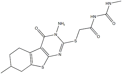 N-{[(3-amino-7-methyl-4-oxo-3,4,5,6,7,8-hexahydro[1]benzothieno[2,3-d]pyrimidin-2-yl)sulfanyl]acetyl}-N'-methylurea Struktur