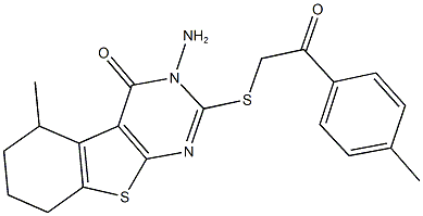 3-amino-5-methyl-2-{[2-(4-methylphenyl)-2-oxoethyl]sulfanyl}-5,6,7,8-tetrahydro[1]benzothieno[2,3-d]pyrimidin-4(3H)-one Struktur