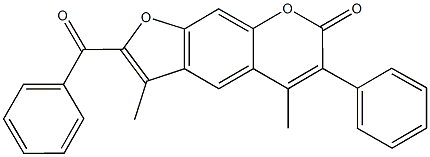 2-benzoyl-3,5-dimethyl-6-phenyl-7H-furo[3,2-g]chromen-7-one Struktur