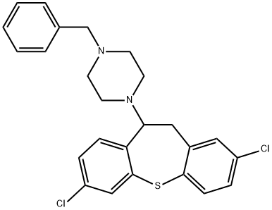 1-benzyl-4-(2,7-dichloro-10,11-dihydrodibenzo[b,f]thiepin-10-yl)piperazine Struktur