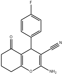 2-amino-4-(4-fluorophenyl)-5-oxo-5,6,7,8-tetrahydro-4H-chromene-3-carbonitrile Struktur