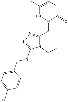 2-({5-[(4-chlorobenzyl)sulfanyl]-4-ethyl-4H-1,2,4-triazol-3-yl}methyl)-6-methyl-1,4-dihydro-3(2H)-pyridazinone Struktur