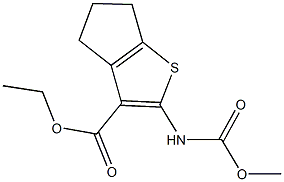 ethyl 2-[(methoxycarbonyl)amino]-5,6-dihydro-4H-cyclopenta[b]thiophene-3-carboxylate Struktur