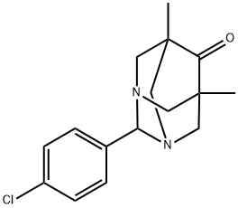 2-(4-chlorophenyl)-5,7-dimethyl-1,3-diazatricyclo[3.3.1.1~3,7~]decan-6-one Struktur