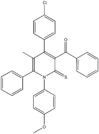 [4-(4-chlorophenyl)-1-(4-methoxyphenyl)-5-methyl-6-phenyl-2-thioxo-1,2-dihydro-3-pyridinyl](phenyl)methanone Struktur