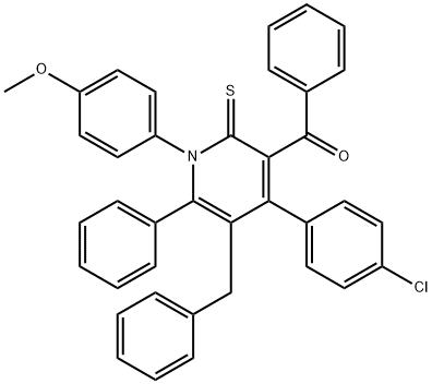 [5-benzyl-4-(4-chlorophenyl)-1-(4-methoxyphenyl)-6-phenyl-2-thioxo-1,2-dihydro-3-pyridinyl](phenyl)methanone Struktur