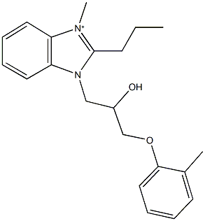 3-[2-hydroxy-3-(2-methylphenoxy)propyl]-1-methyl-2-propyl-3H-benzimidazol-1-ium Struktur