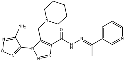 1-(4-amino-1,2,5-oxadiazol-3-yl)-5-(1-piperidinylmethyl)-N'-[1-(3-pyridinyl)ethylidene]-1H-1,2,3-triazole-4-carbohydrazide Struktur