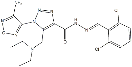 1-(4-amino-1,2,5-oxadiazol-3-yl)-N'-(2,6-dichlorobenzylidene)-5-[(diethylamino)methyl]-1H-1,2,3-triazole-4-carbohydrazide Struktur