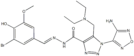 1-(4-amino-1,2,5-oxadiazol-3-yl)-N'-(3-bromo-4-hydroxy-5-methoxybenzylidene)-5-[(diethylamino)methyl]-1H-1,2,3-triazole-4-carbohydrazide Struktur