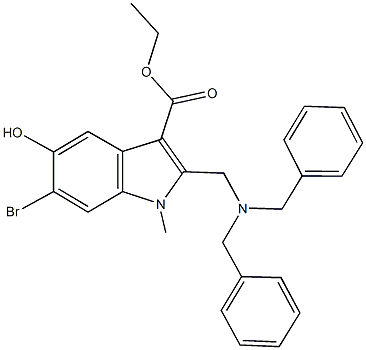 ethyl 6-bromo-2-[(dibenzylamino)methyl]-5-hydroxy-1-methyl-1H-indole-3-carboxylate Struktur