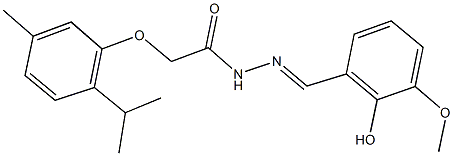 N'-(2-hydroxy-3-methoxybenzylidene)-2-(2-isopropyl-5-methylphenoxy)acetohydrazide Struktur