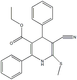 ethyl 5-cyano-6-(methylsulfanyl)-2,4-diphenyl-1,4-dihydropyridine-3-carboxylate Struktur