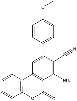 7-amino-9-(4-methoxyphenyl)-6-oxo-6H-benzo[c]chromene-8-carbonitrile Struktur