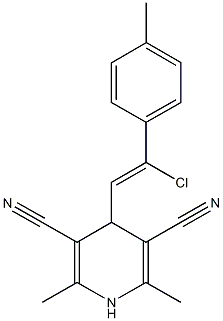 4-[2-chloro-2-(4-methylphenyl)vinyl]-2,6-dimethyl-1,4-dihydro-3,5-pyridinedicarbonitrile Struktur